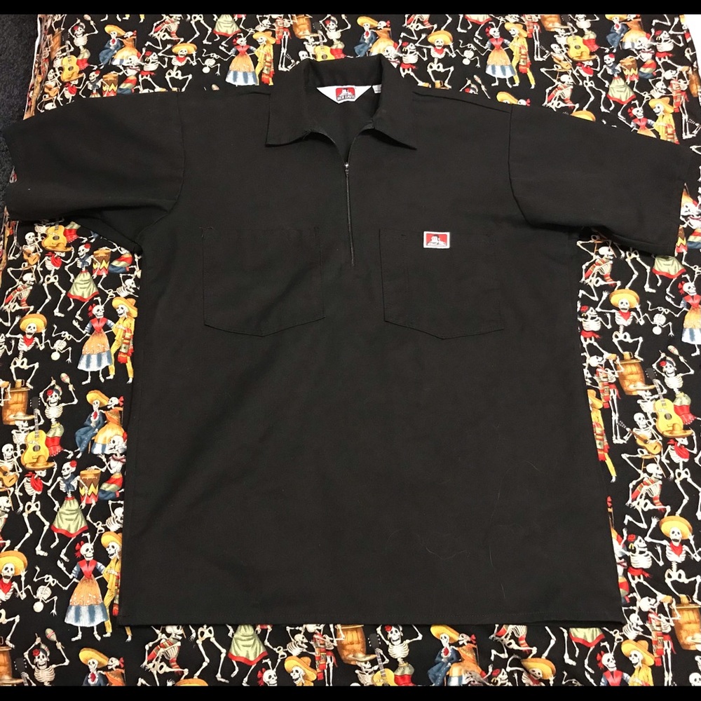 Ben Davis black 1/2 zip work shirt.